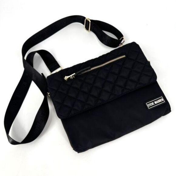 Steve Madden convertible Quilted Black crossbody bag Messenger bag - Picture 2 of 12